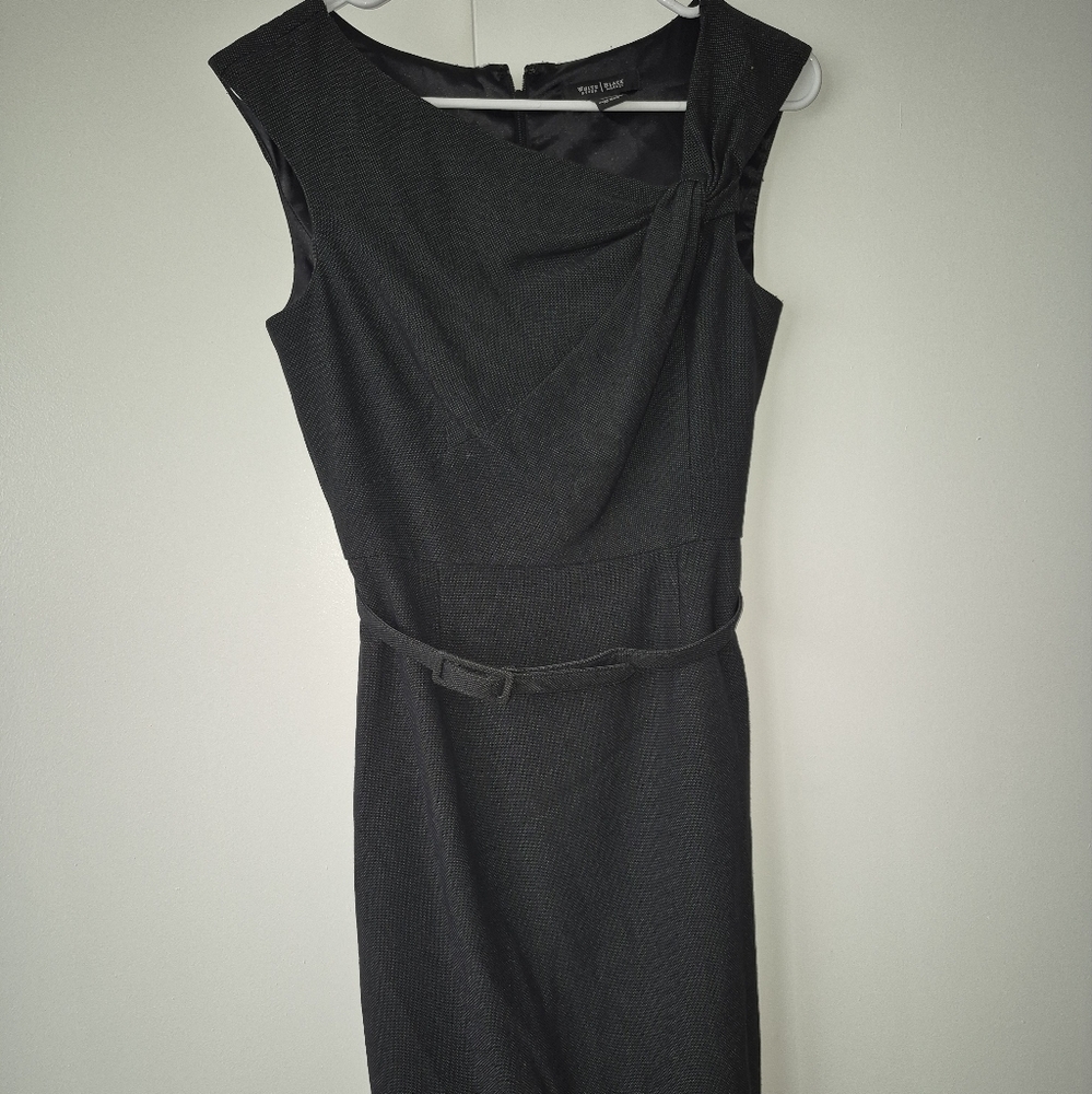 White House Black Market Black Asymmetrical Sheath Dress